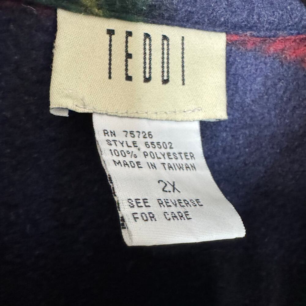Vintage Teddi Full Zip Fleece Plaid Multi Jacket Full Zip Women's 2X - Picture 5 of 9